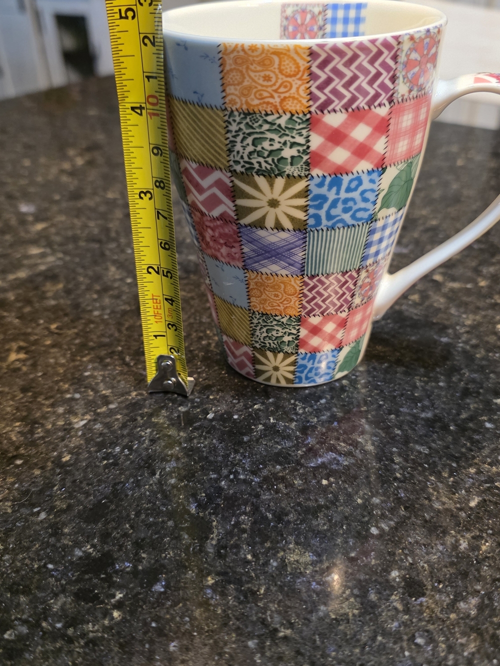 Patchwork Pattern Ceramic Coffee Mug - Multicolor - Picture 2 of 9